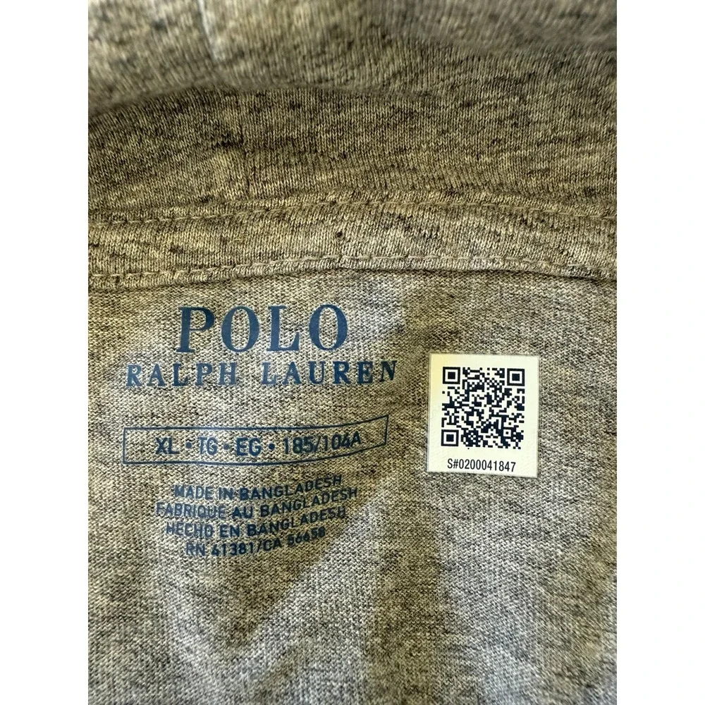 Polo Ralph Lauren Men's Jersey Hooded T-Shirt Gray Long Sleeve Hoodie Top New XL